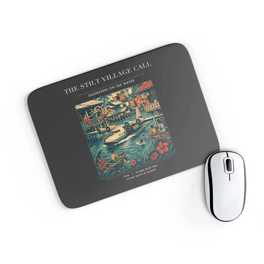 VINTAGE G4275 - The Stilt Village Call - Designed Mouse Pads design on black rectangle