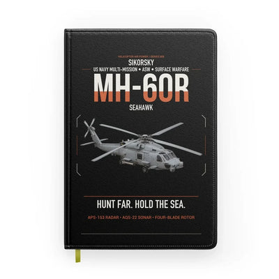 Sikorsky MH-60R Seahawk design on black notebook