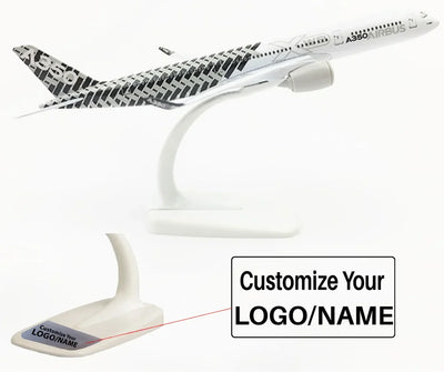 Side view of Airbus A350 die-cast scale model airplane, 20cm length.