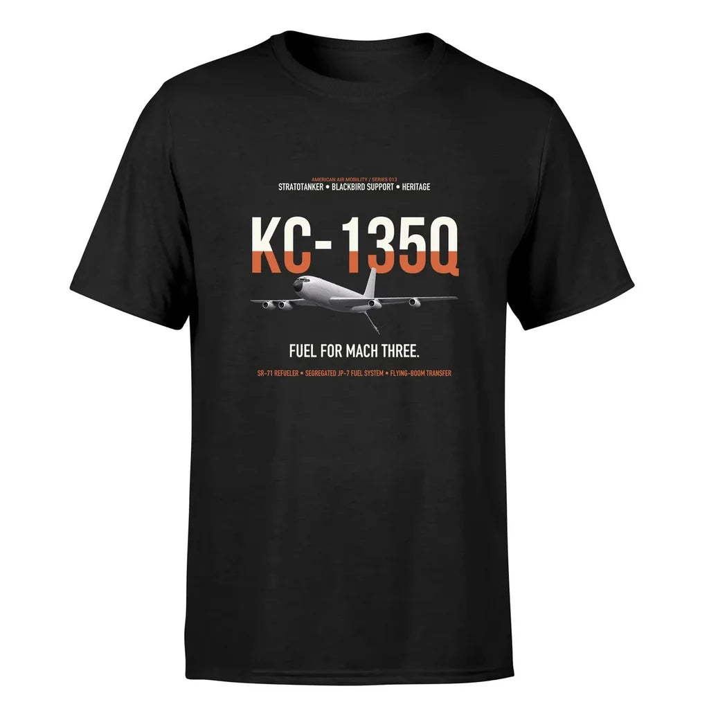 KC-135Q Blackbird Tanker design on black double-side t-shirt, single-side print