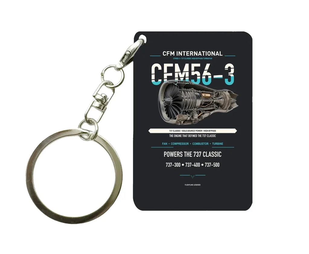 CFM56-3 Key Chain design on black key chain
