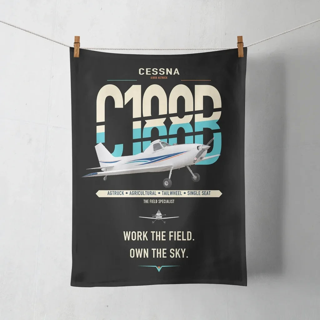 Cessna A188B AgTruck design on black towel