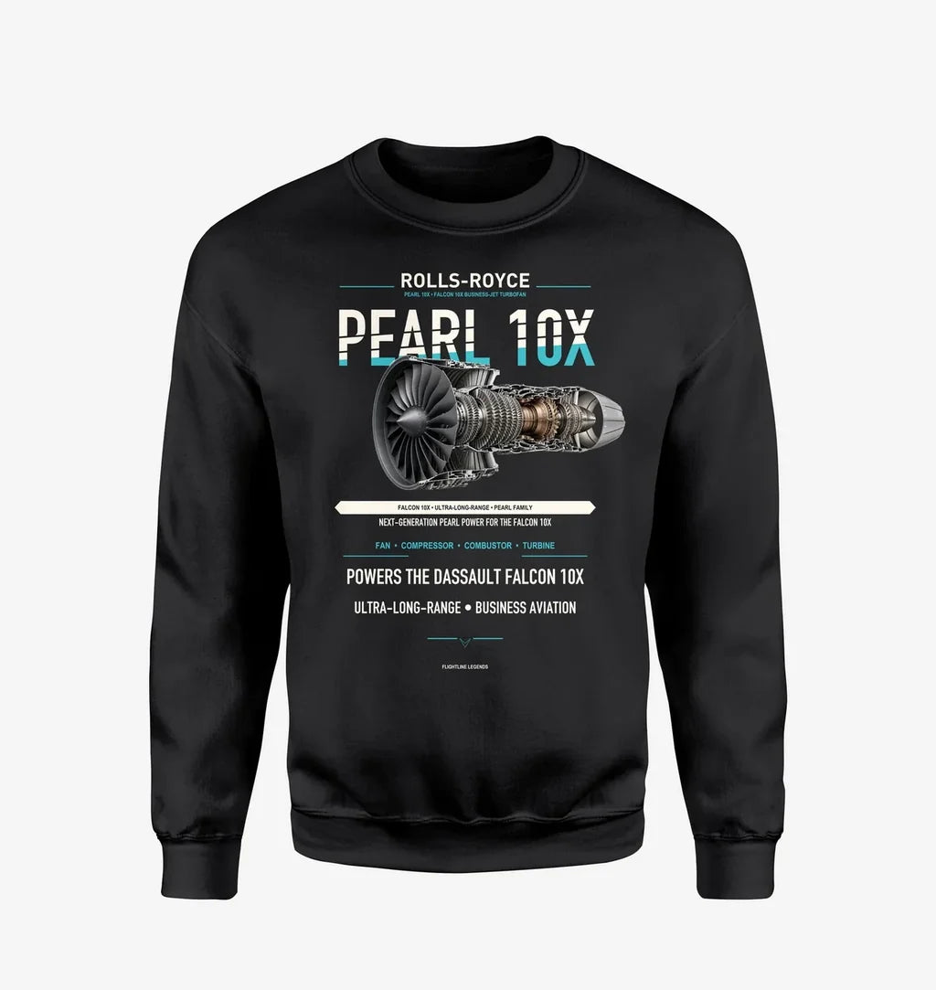 PEARL 10X design on black sweatshirt