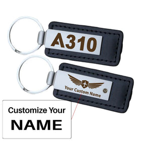 Airbus A310 Flat Text Faux Leather Key Chains
