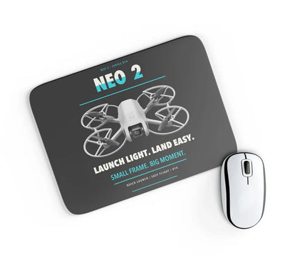 DJI Neo 2 design on black rectangle mouse pad