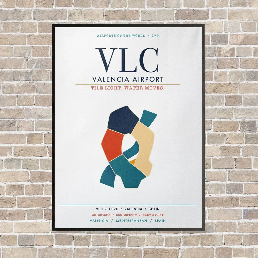 Valencia Airport VLC vertical canvas print - framed - white background