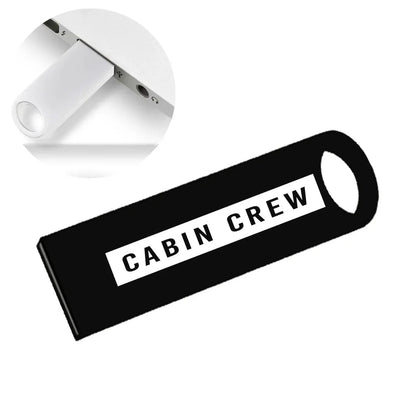 Cabin Crew Text aviation design on durable waterproof casing waterproof USB device.