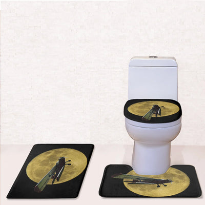 Antonov-2 With Moon Toilet Seat Cover Three-piece aviation print on soft fabric toilet seat cover set.
