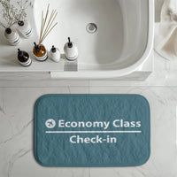 Thumbnail for Economy Class - Check In aviation print bath mat, soft absorbent fabric with non-slip backing.
