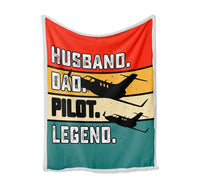 Thumbnail for Husband & Dad & Pilot & Legend Bed Blankets & aviation print on soft fleece blanket.