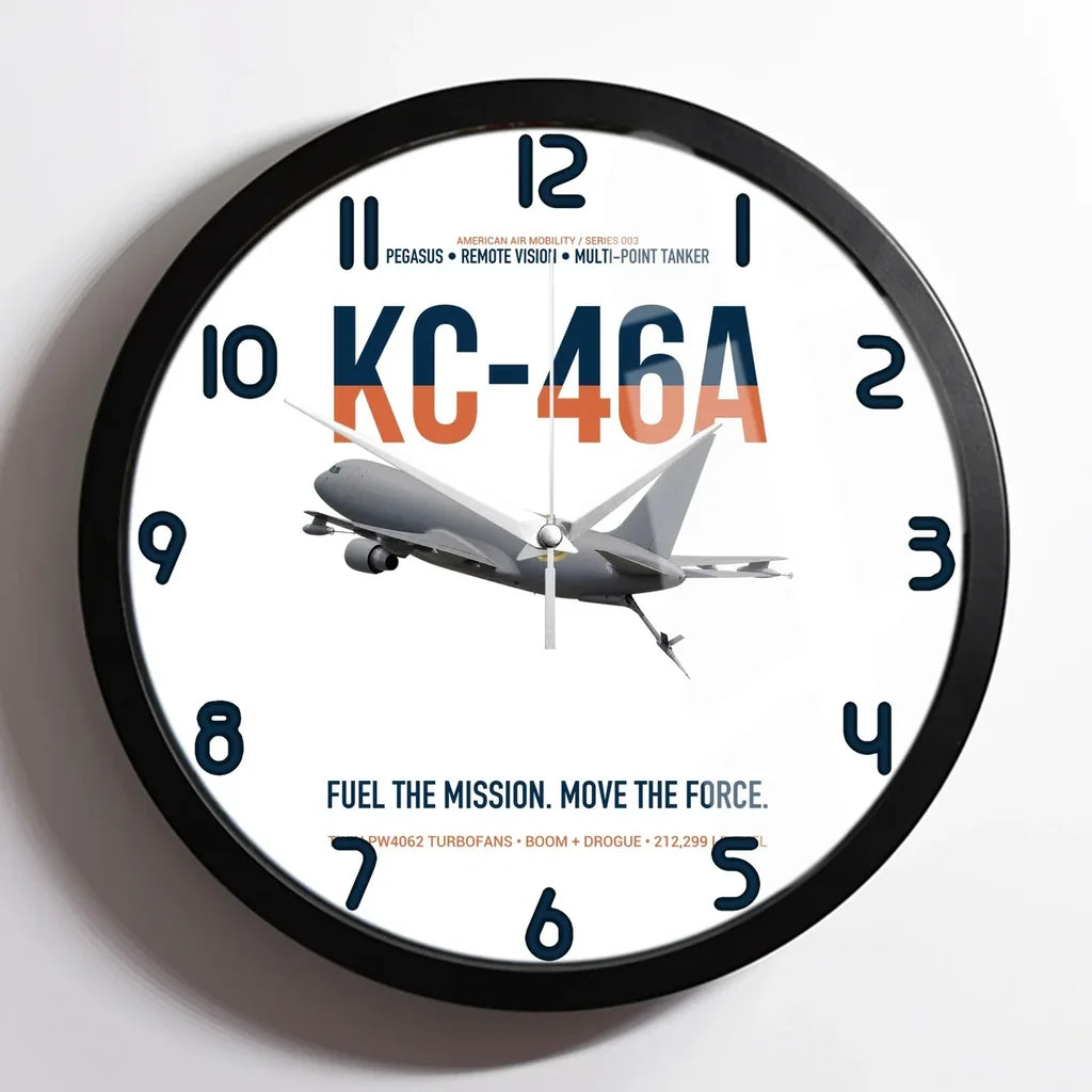 KC-46A PEGASUS design on white framed wall clock