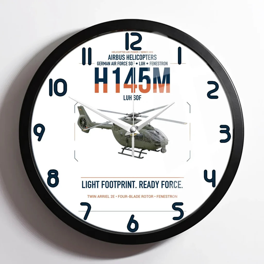 Airbus Helicopters H145M LUH SOF design on white framed wall clock