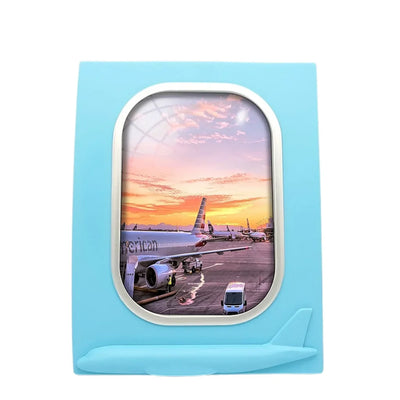 Airport Photo During Sunset aviation design on durable resin with glass face airplane window photo frame.