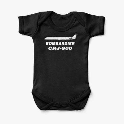 The Bombardier CRJ-900 aviation print on kids gentle cotton bodysuit.