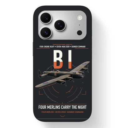 Avro Lancaster B I design on black magsafe iphone case, for iPhone 17 Pro