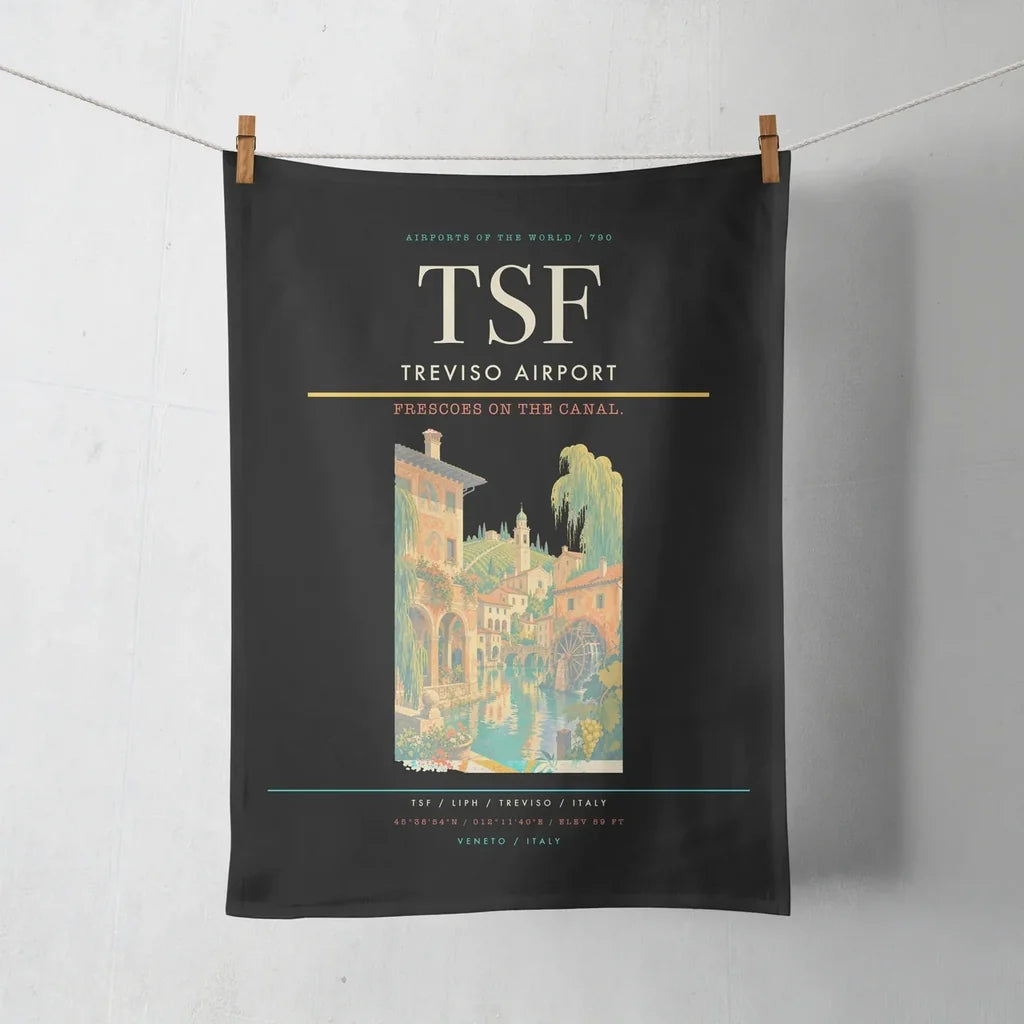 Treviso Airport (TSF) design on black towel