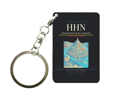 Frankfurt-Hahn Airport (HHN) design on black key chain