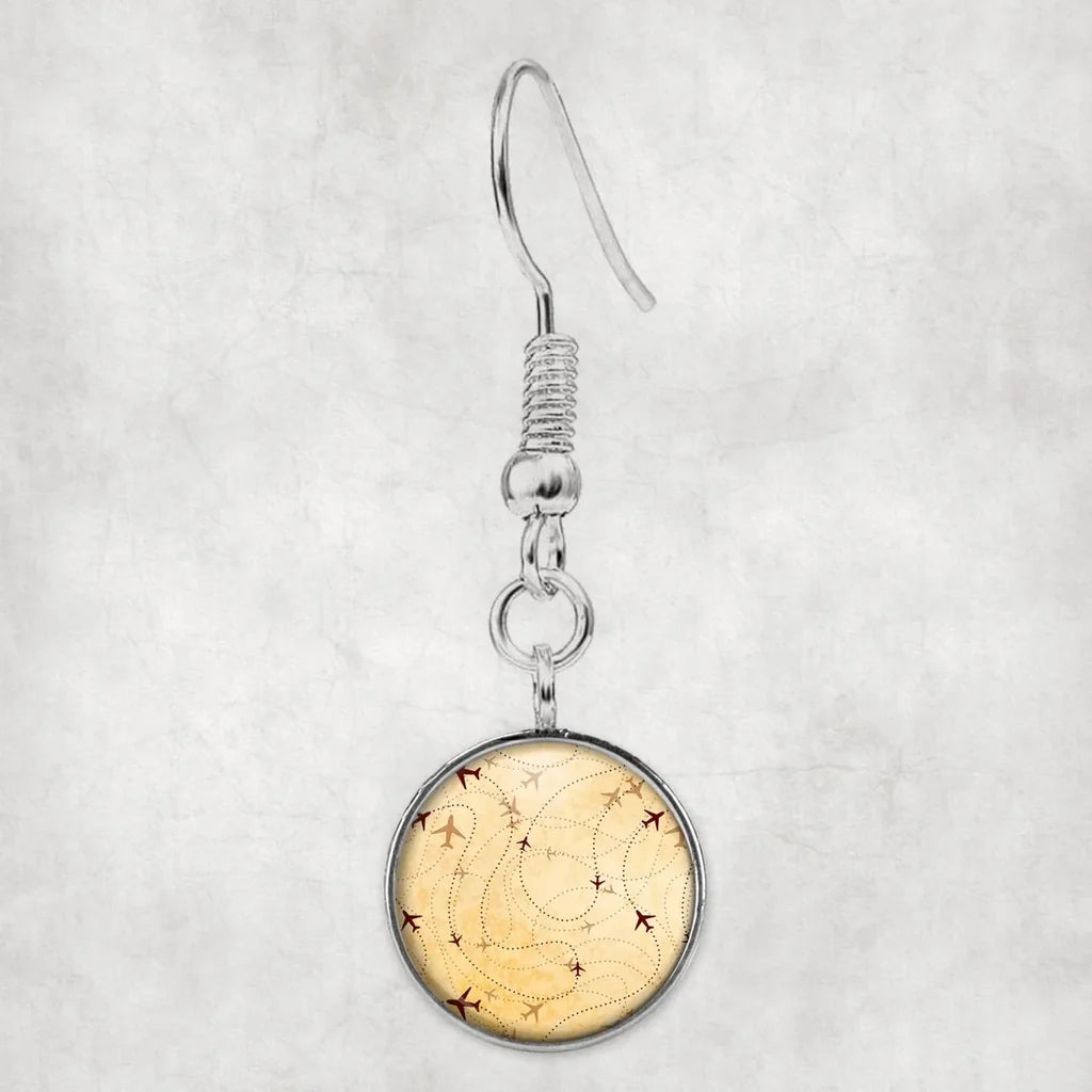 Vintage Travelling with Aircraft aviation earrings, hypoallergenic alloy body with engraved detail.