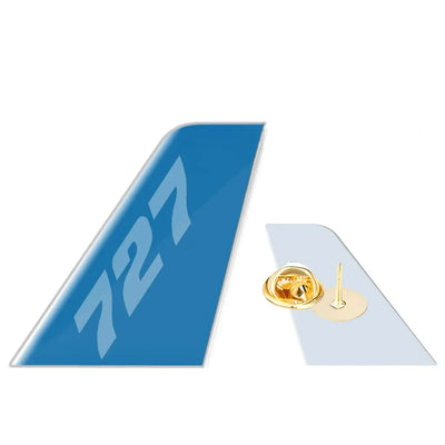 Boeing B727 aviation design tail-shape badge pin in polished alloy.