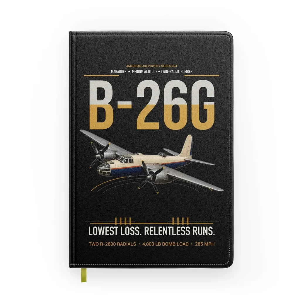 B-26G Marauder design on black notebook