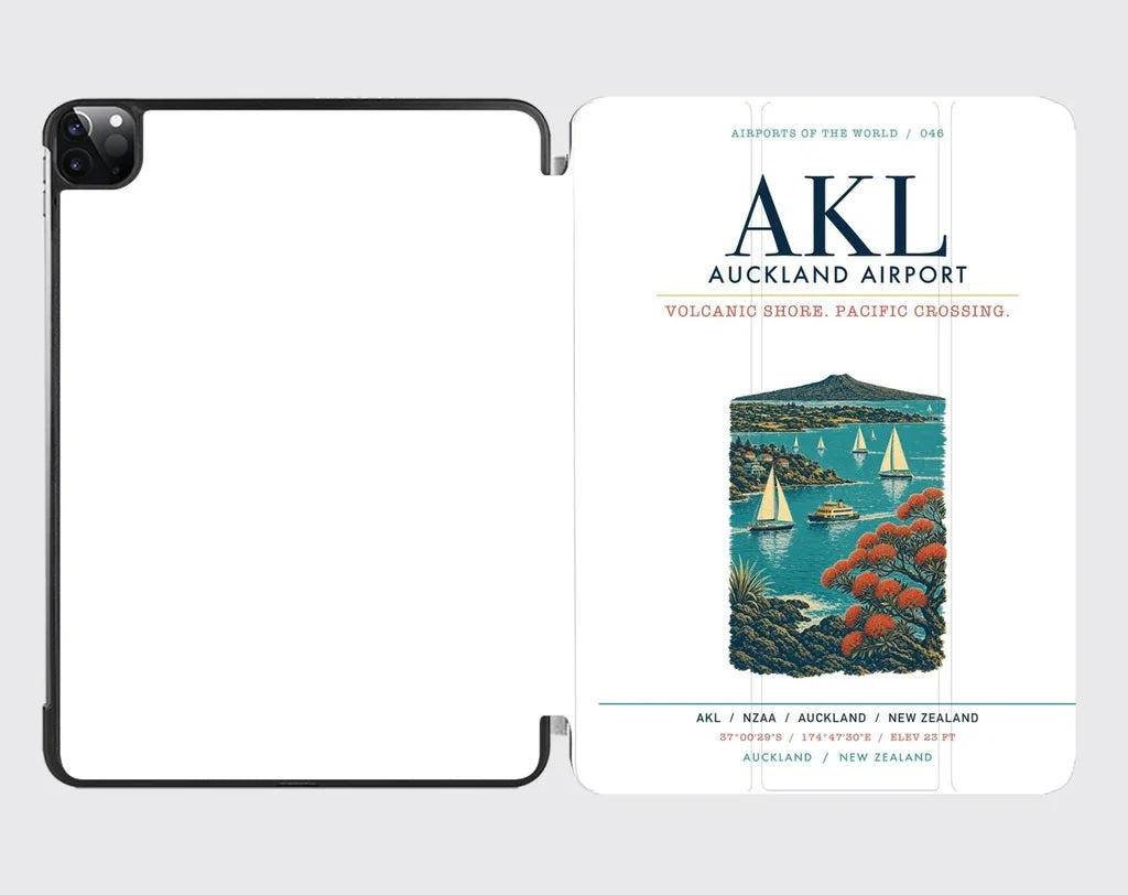 Auckland Airport (AKL) design on white ipad tablet case