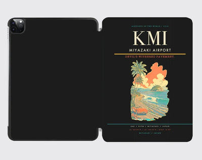 Miyazaki Airport (KMI) design on black ipad tablet case