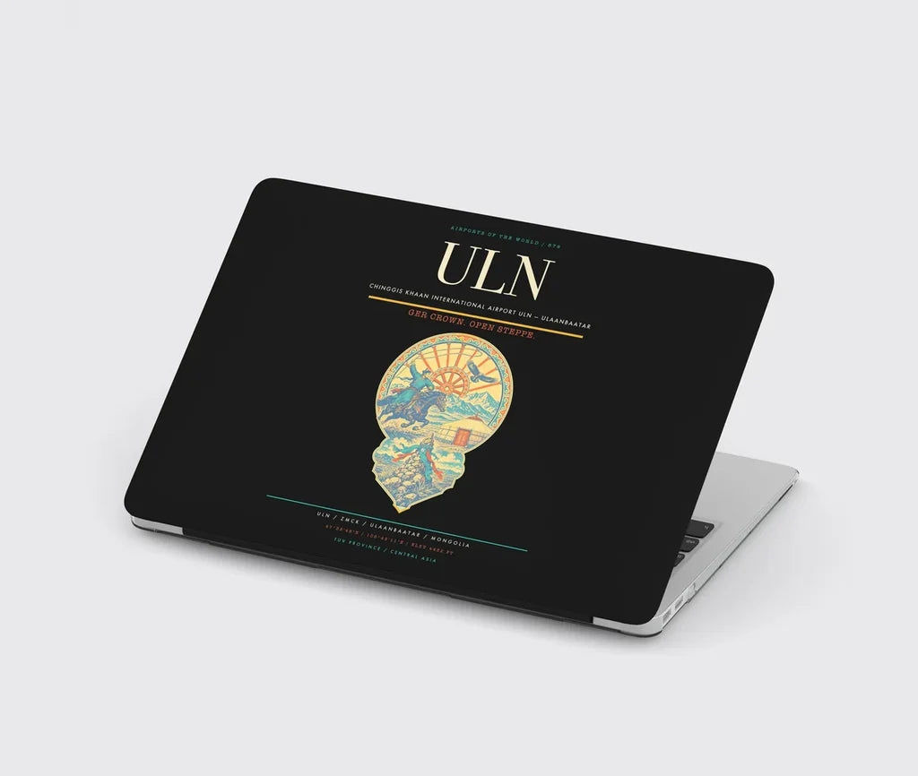 Chinggis Khaan International Airport (ULN) design on black MacBook case