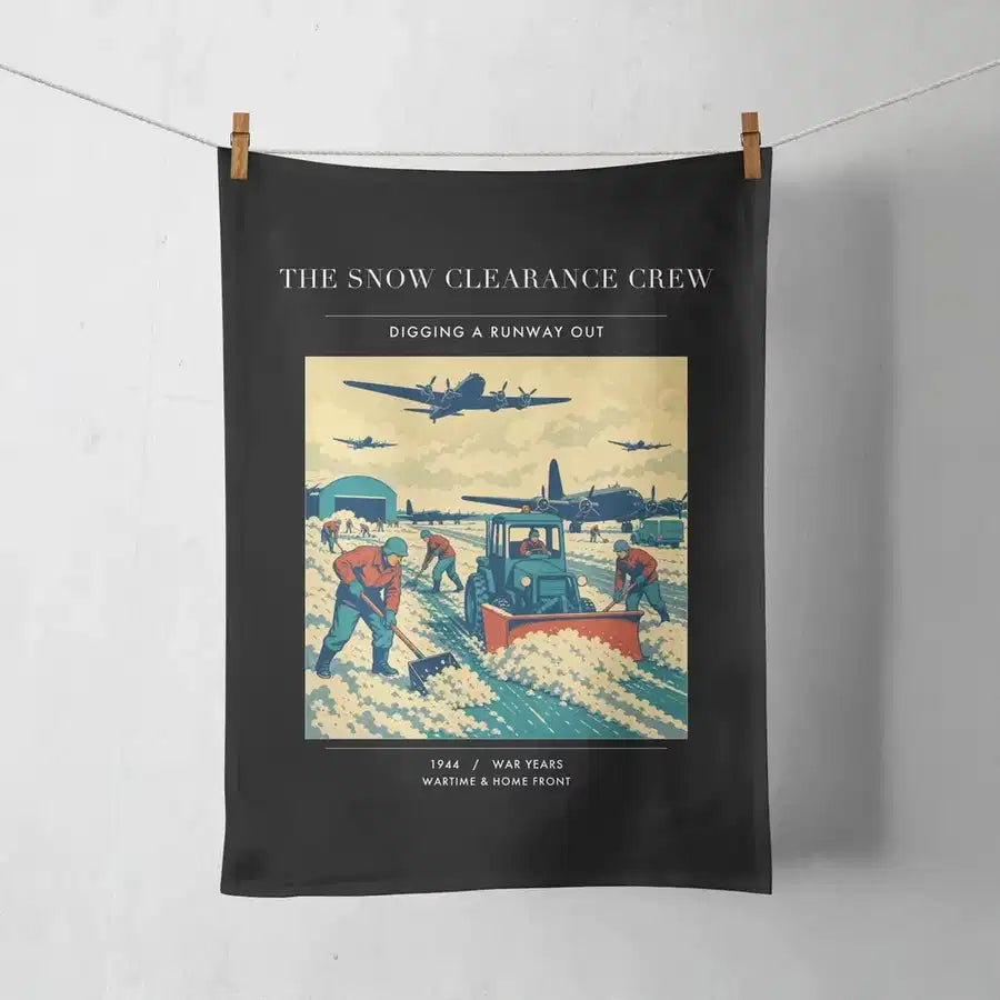 VINTAGE G4523 - The Snow Clearance Crew - Designed Towels design on black