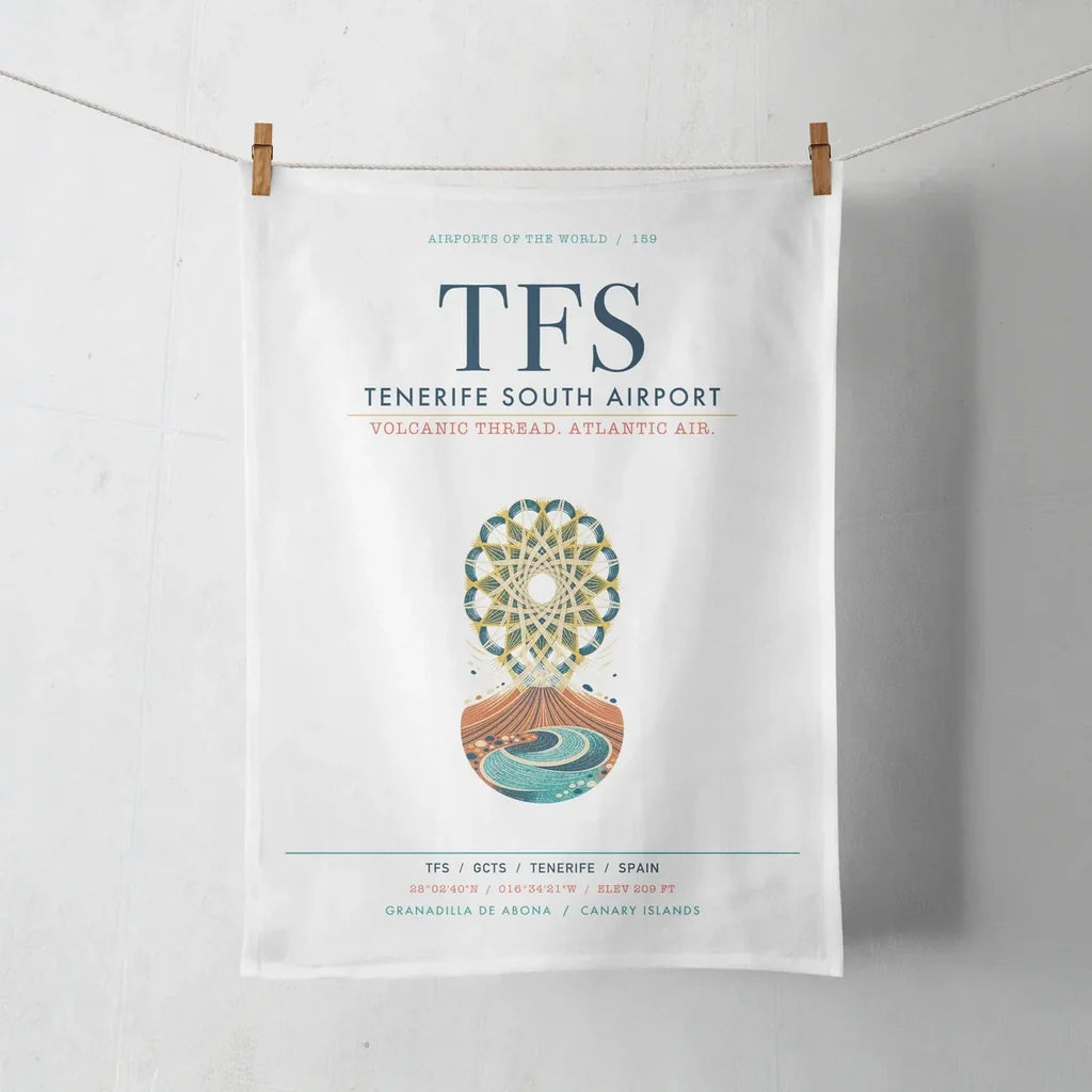 Tenerife South Airport (TFS) design on white towel