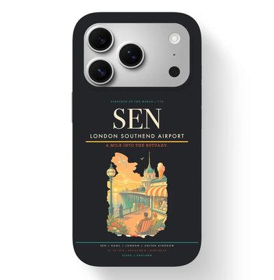 London Airport (SEN) design on black iPhone 17 Pro MagSafe case