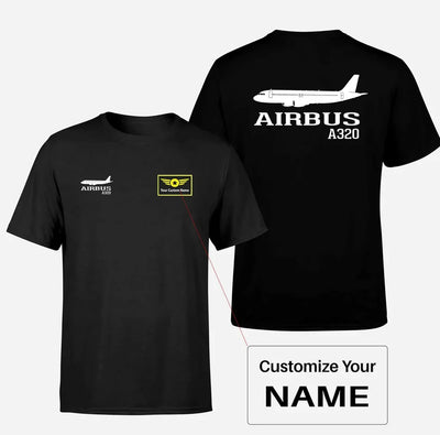 Airbus A320 Printed aviation design printed on soft cotton double-side print T-shirt.