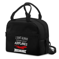 Thumbnail for I Don't Always Stop and Look at Airplanes aviation print lunch bag, insulated polyester.