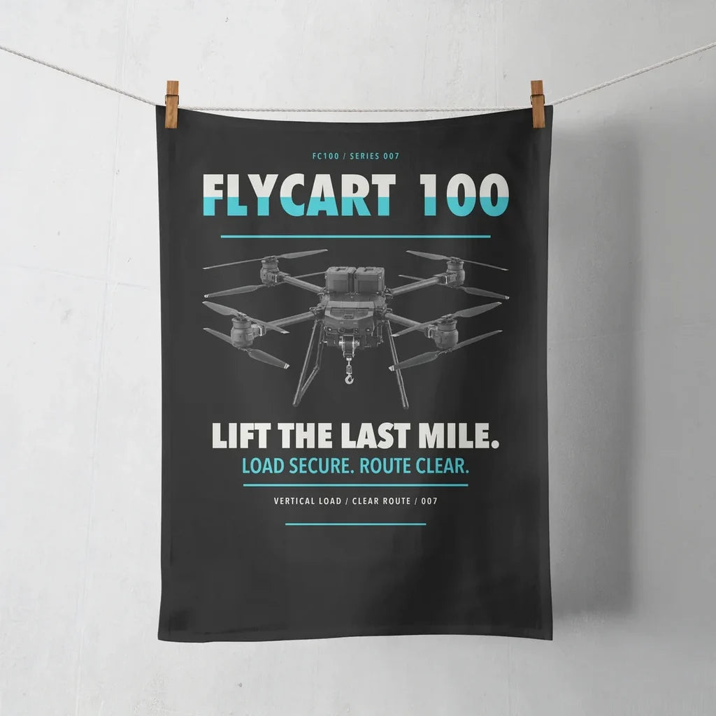 DJI FlyCart 100 design on black towel