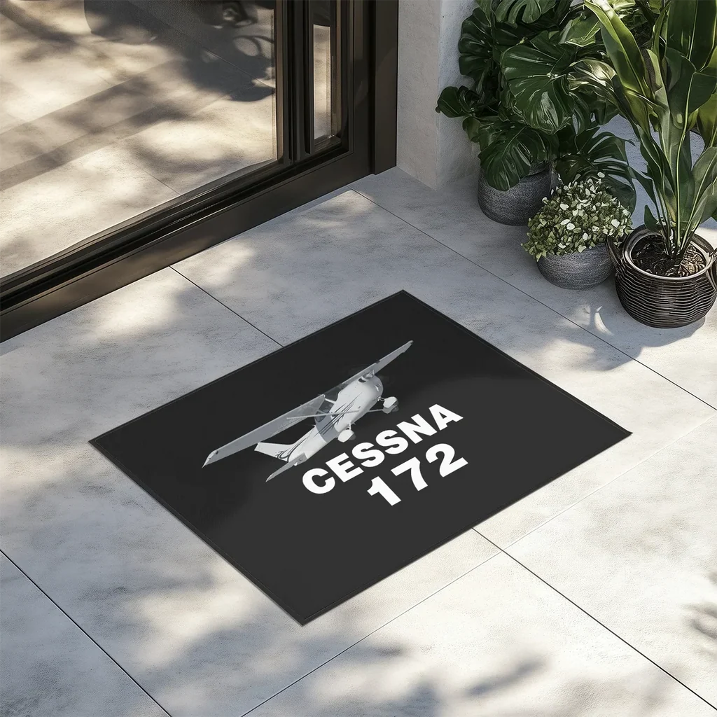 The Cessna 172 aviation design on durable fibre with non-slip backing door mat.