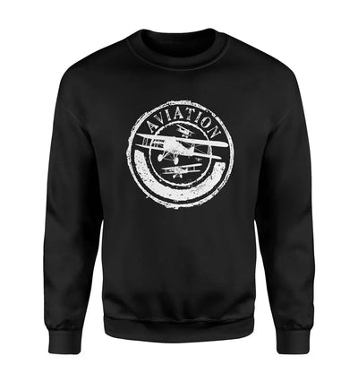 Aviation Lovers aviation design printed on soft cotton blend sweatshirt.