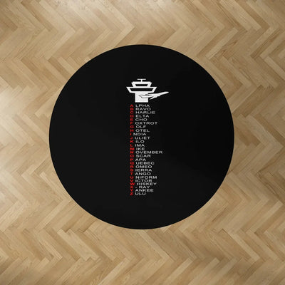 Aviation Alphabet Carpet & Floor Mats (Round) aviation design on durable carpet pile with non-slip backing round carpet floor.