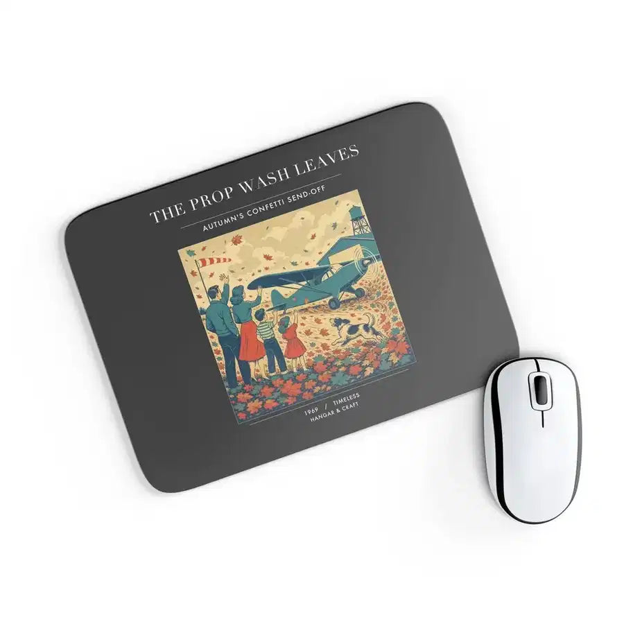 VINTAGE G4450 - The Prop Wash Leaves - Designed Mouse Pads design on black rectangle