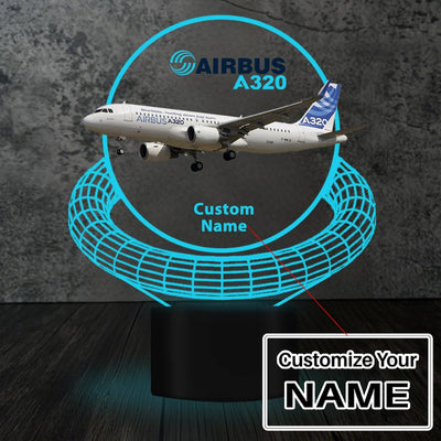 Airbus A320 aviation design on premium acrylic with LED 3D night lamp.