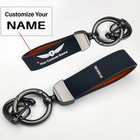 Thumbnail for Side view of Remove Before Flight 3 aviation horseshoe-buckle key chain in polished metal alloy, polished finish.