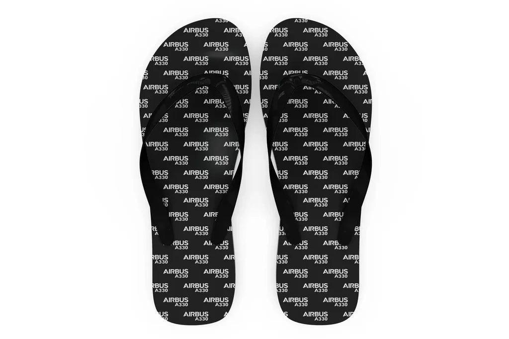 Airbus A330 & Text Slippers (Flip Flops) aviation design on durable rubber sole slippers and flip-flops.