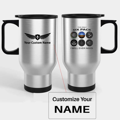 The Only Six Pack I Will Ever Need Travel Mugs (With Holder) aviation design on travel mug with holder, insulated double-wall.