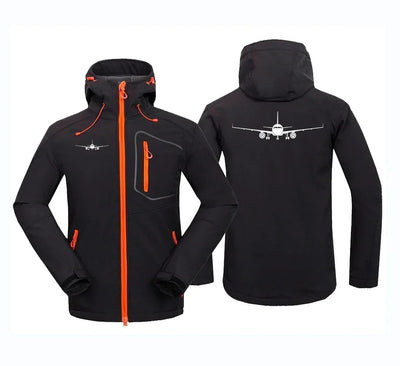 Airbus A320 Silhouette aviation design printed on warm polar fleece polar fleece jacket.