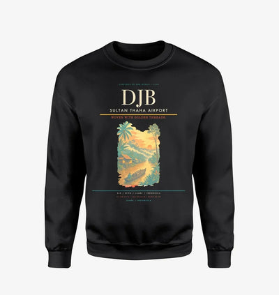 Sultan Thaha Airport (DJB) design on black sweatshirt