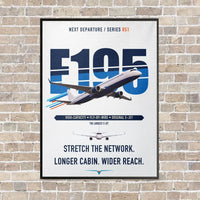 Thumbnail for Embraer E195 vertical canvas print - framed - white background