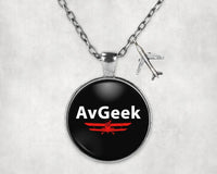 Thumbnail for Side view of Avgeek aviation necklace in stainless steel, polished finish.