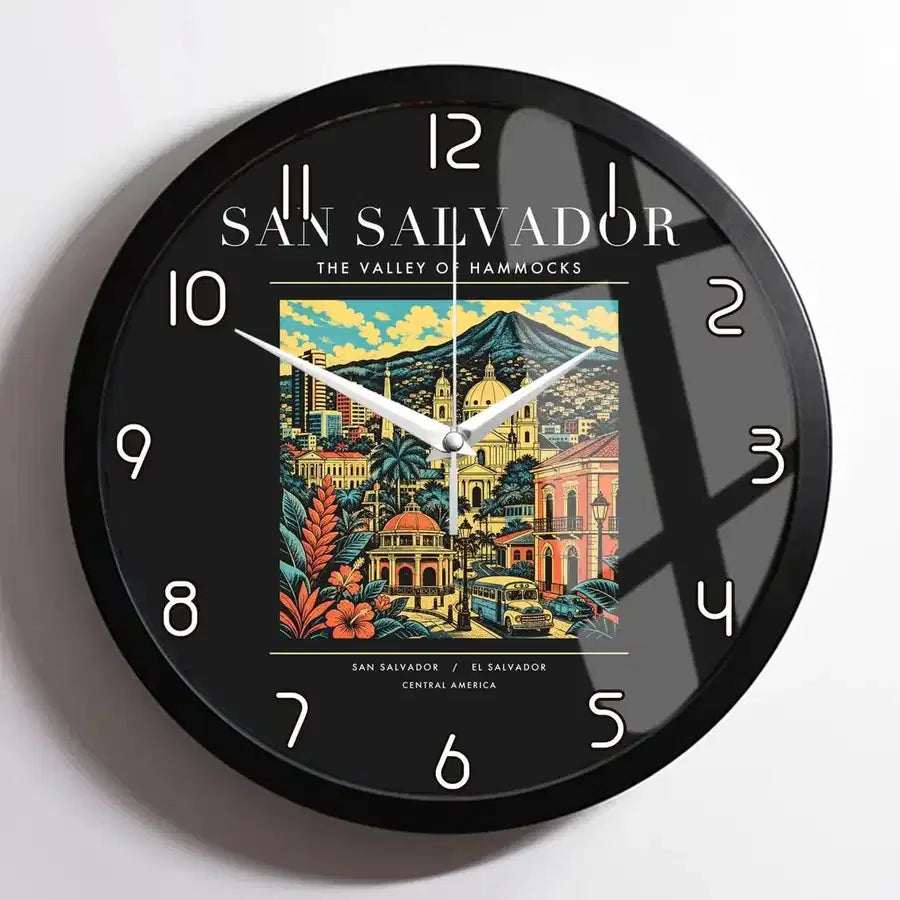 SAN SALVADOR - Poster - Wall Clock Framed - Black