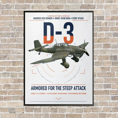 Junkers Ju 87D-3 vertical canvas print - framed - white background