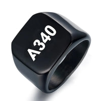 Thumbnail for Airbus A340 Flat Text aviation ring in stainless steel.