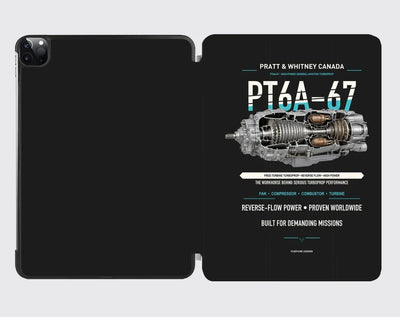 PT6A-67 design on black ipad tablet case