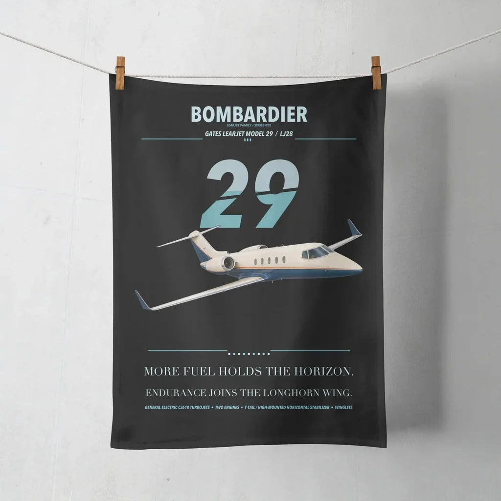 Bombardier Learjet 29 design on black towel